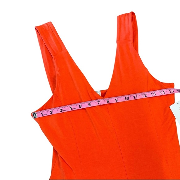 Athleta Bright Orange V-Neck Casual Midi Dress NWT Size Medium - Picture 4 of 7
